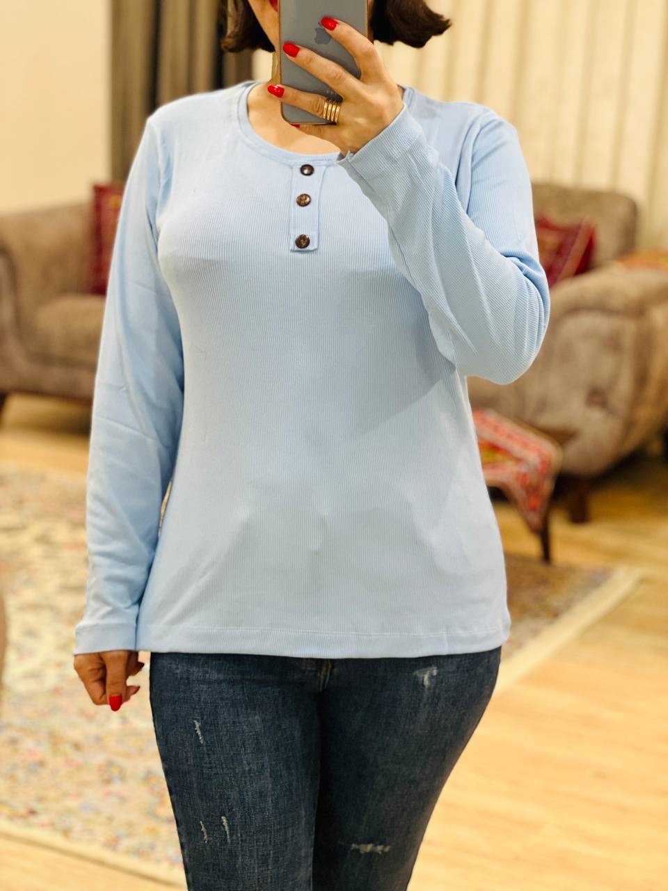 عکس محصول بلوز کبریتی دکمه چوبی - شماره 3