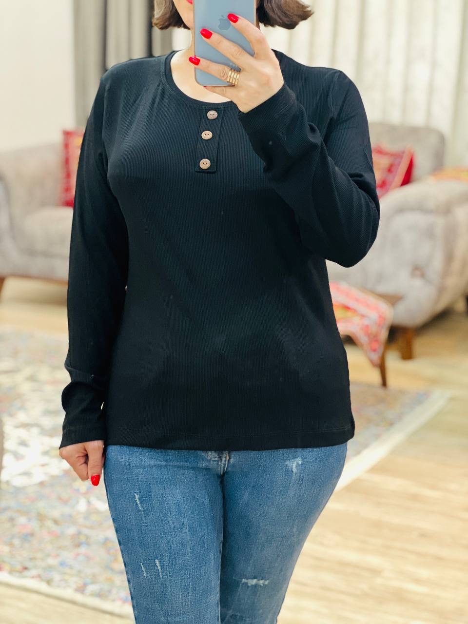 عکس محصول بلوز کبریتی دکمه چوبی - شماره 5