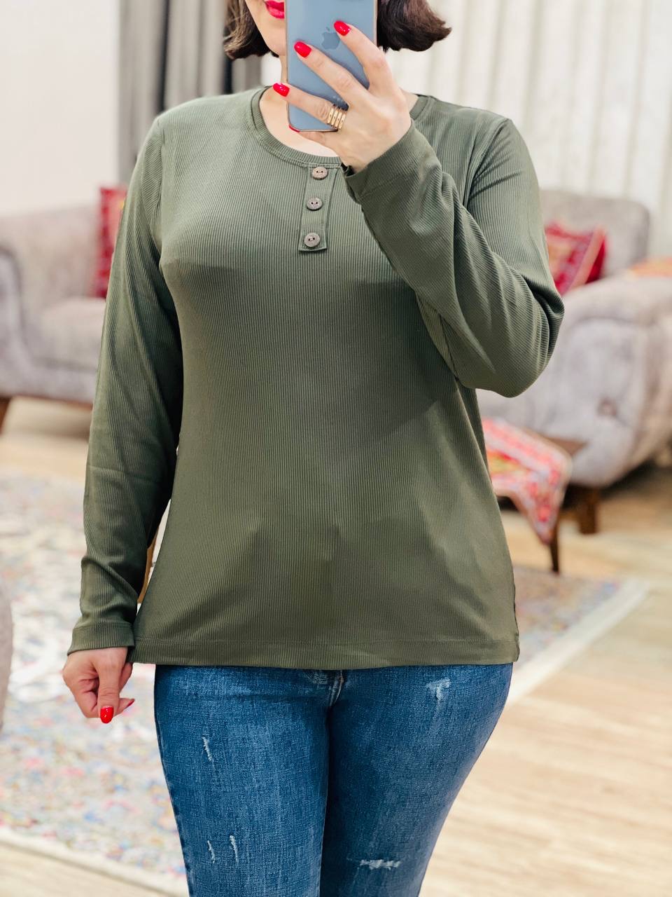 عکس محصول بلوز کبریتی دکمه چوبی - شماره 6