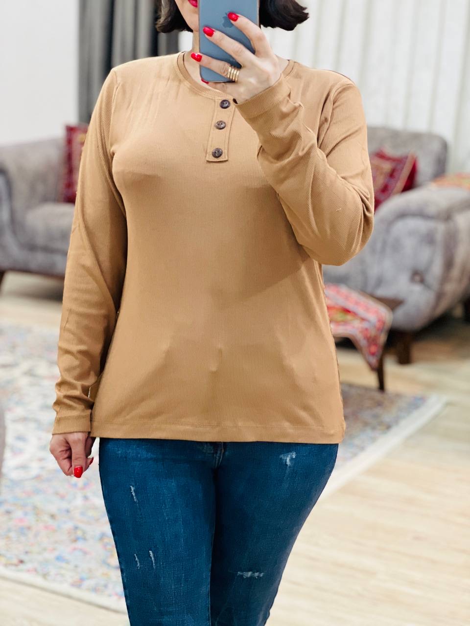 عکس محصول بلوز کبریتی دکمه چوبی - شماره 8