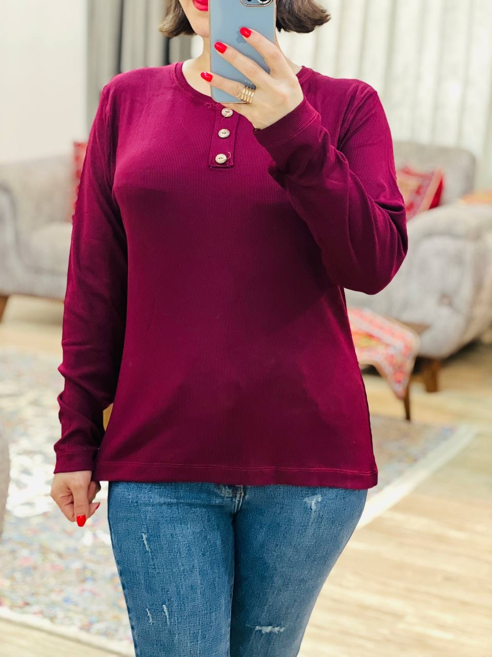 عکس محصول بلوز کبریتی دکمه چوبی - شماره 9